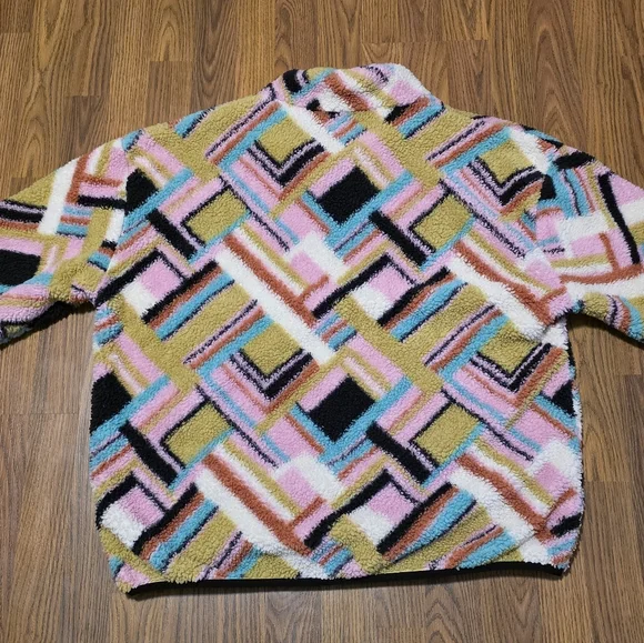 Hurley Women’s XXL Pink Spring Geo Plush Fleece Snap Pullover Long Sleeve C1 - Picture 9 of 11
